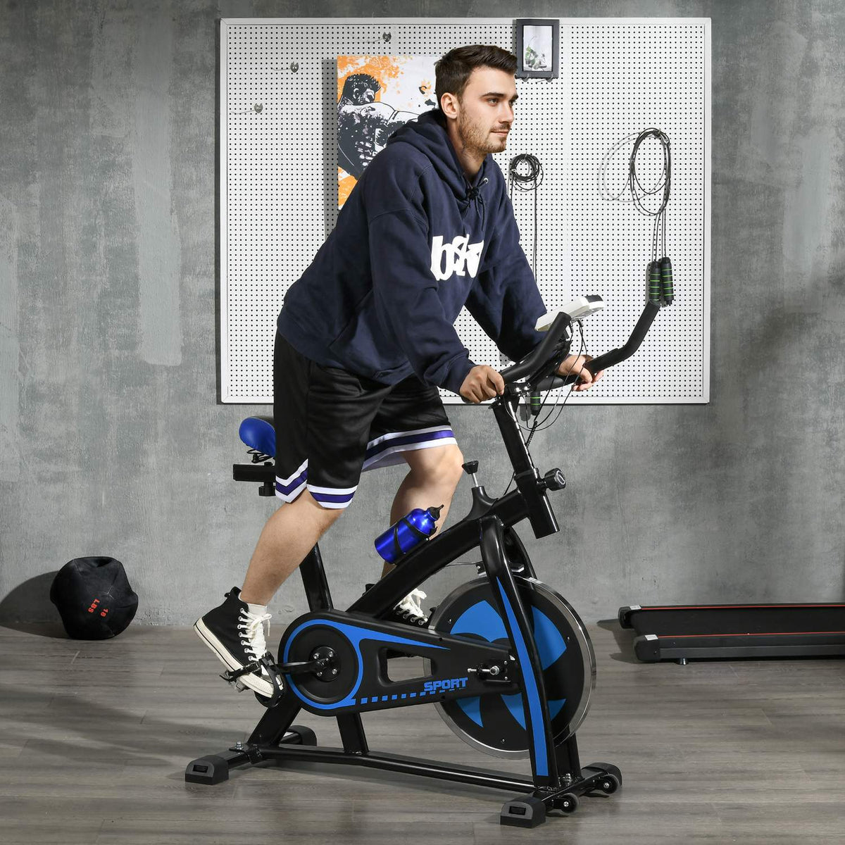 Bicycle trainer exercise bike with adjustable seat and resistance fitness bike with LCD display, heart rate sensor