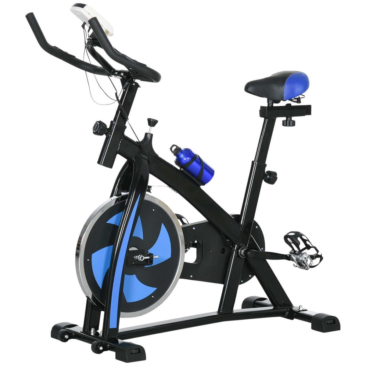 Bicycle trainer exercise bike with adjustable seat and resistance fitness bike with LCD display, heart rate sensor