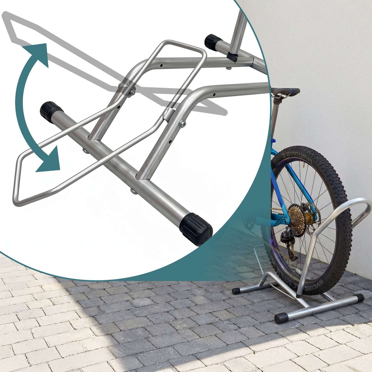 Bike Floor Stand for Up to 29-Inch Wheels, Non-Slip