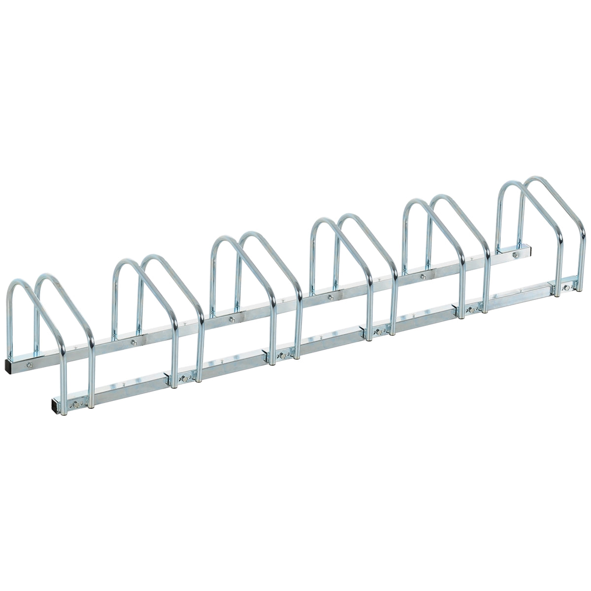 Bike Stand For Up To 6 Bikes Weatherproof, Durable, Floor & Wall Mounting, Steel, Silver, 179X33X27Cm
