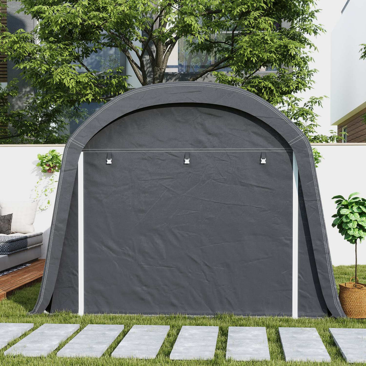 Bike Storage Tent, Waterproof Bike Shed with Door, Anti-Dust Bike Cover Shelter Shed for Home Outdoor Garden Backyard 300x450x230cm Dark Gray