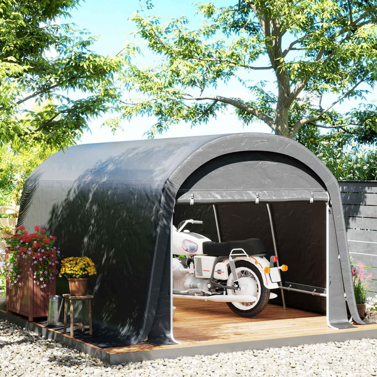 Bike Storage Tent, Waterproof Bike Shed with Door, Anti-Dust Bike Cover Shelter Shed for Home Outdoor Garden Backyard 300x450x230cm Dark Gray