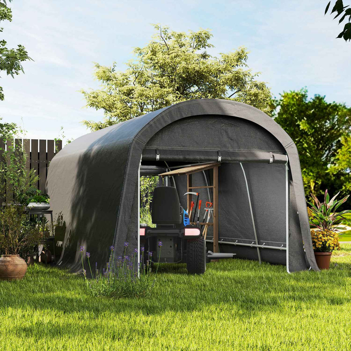 Bike Storage Tent, Waterproof Bike Shed with Door, Anti-Dust Bike Cover Shelter Shed for Home Outdoor Garden Backyard 300x450x230cm Dark Gray