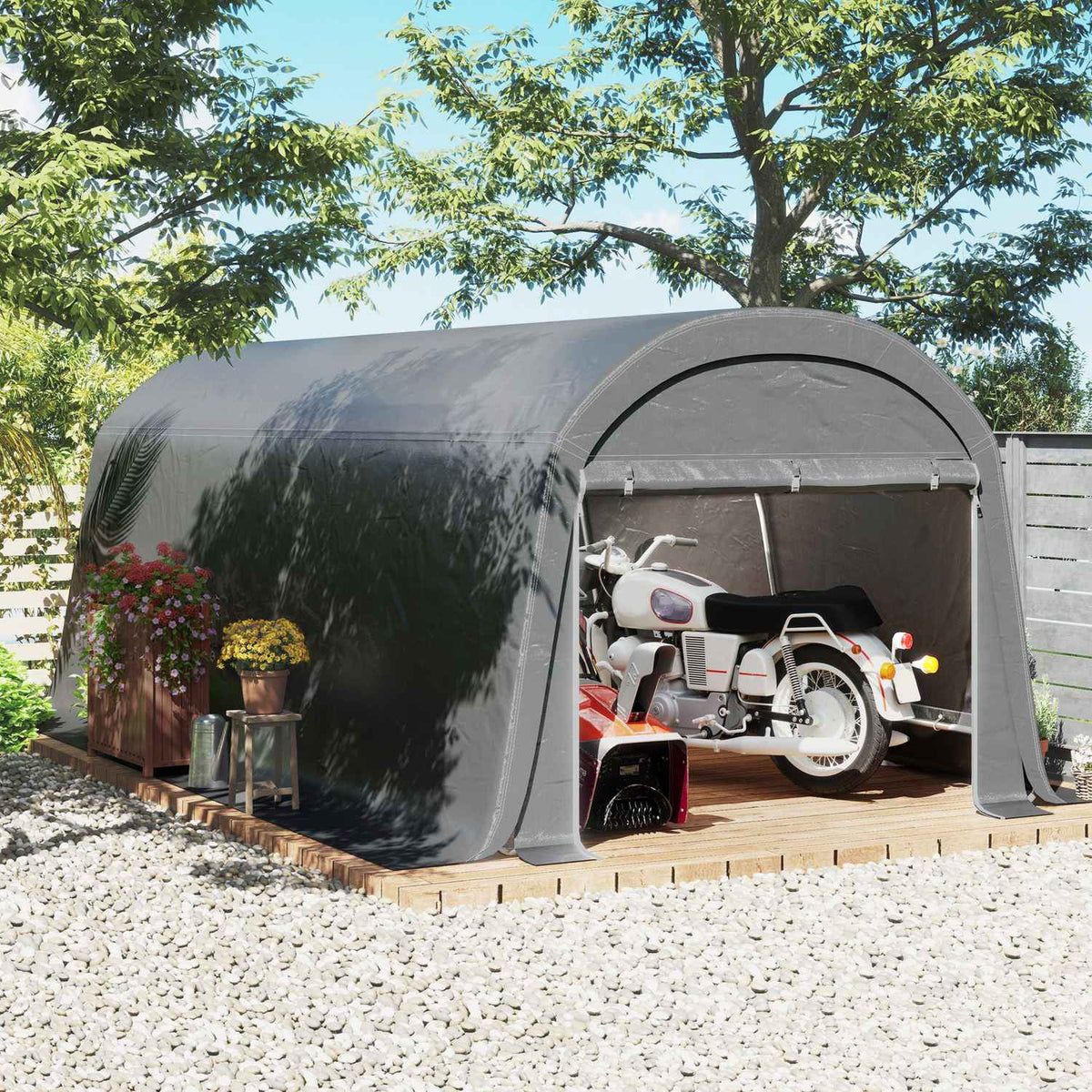 Bike Storage Tent, Waterproof Bike Shed with Door, Anti-Dust Bike Cover Shelter Shed for Home Outdoor Garden Backyard 300x600x230cm Dark Gray