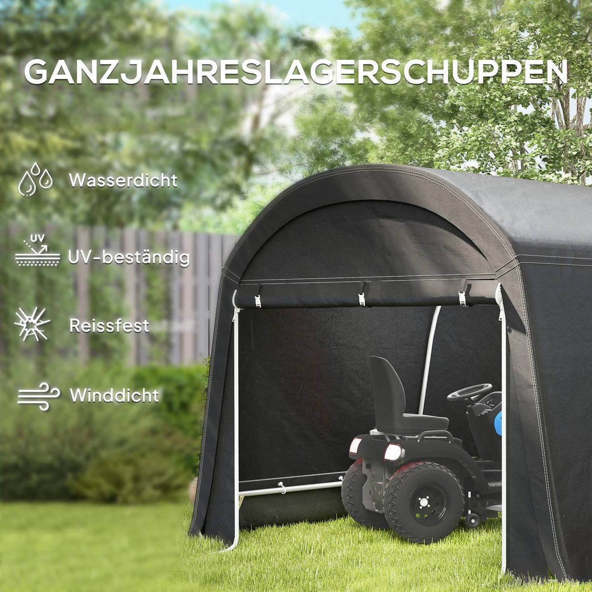 Bike Storage Tent, Waterproof Bike Shed with Door, Anti-Dust Bike Cover Shelter Shed for Home Outdoor Garden Backyard 300x600x230cm Dark Gray