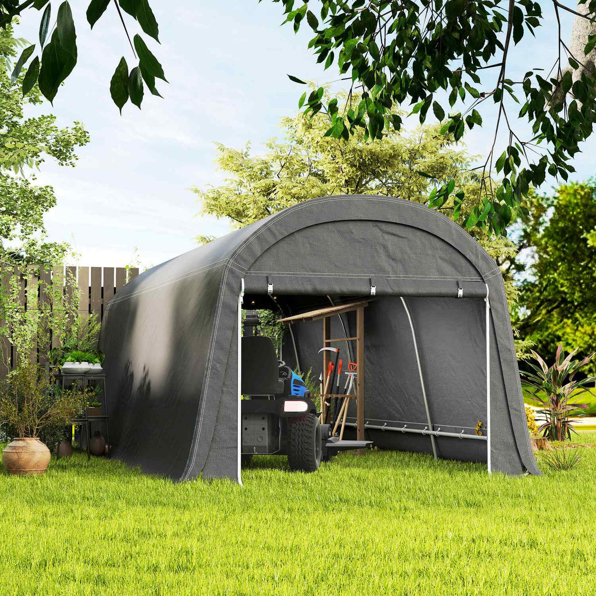Bike Storage Tent, Waterproof Bike Shed with Door, Anti-Dust Bike Cover Shelter Shed for Home Outdoor Garden Backyard 300x600x230cm Dark Gray
