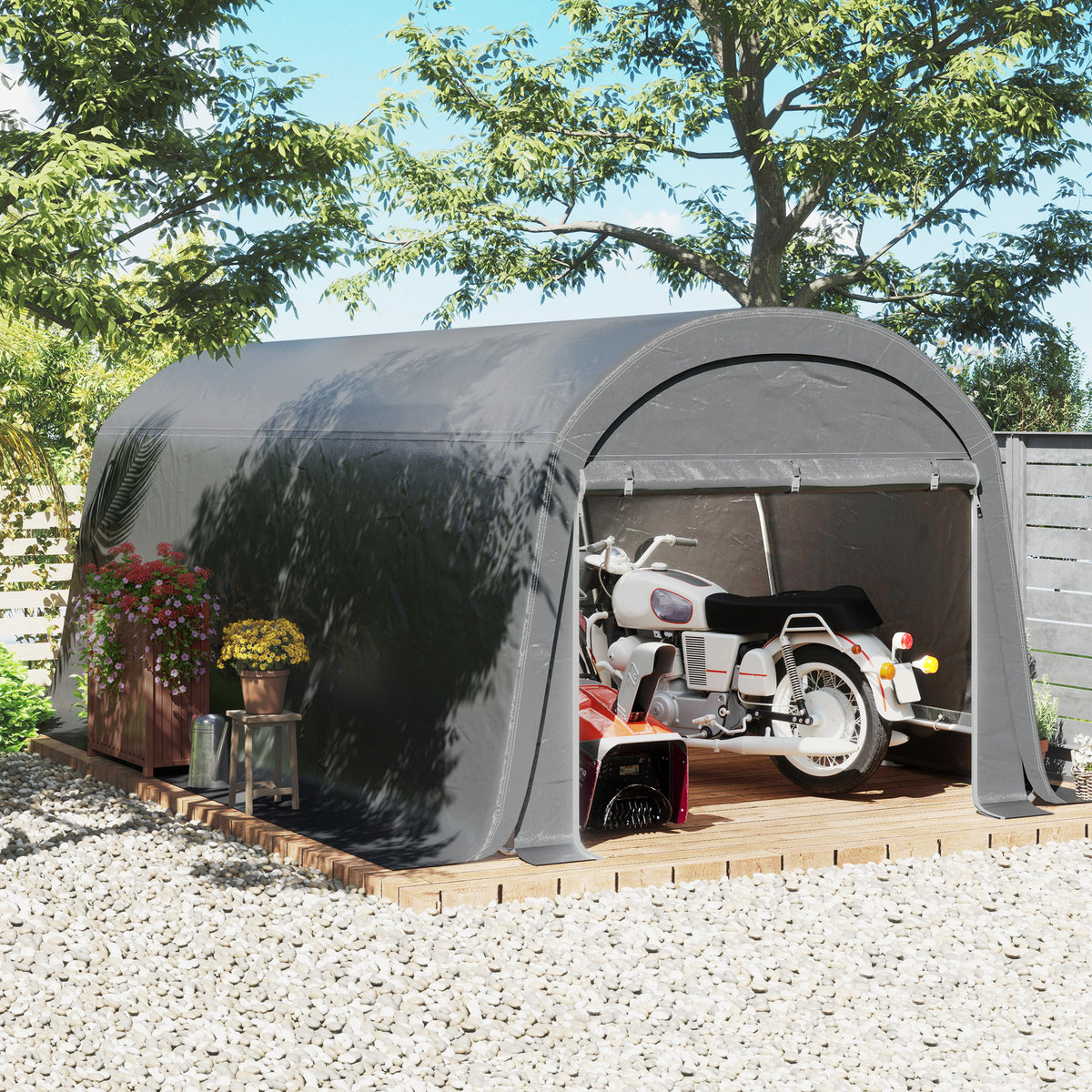 Bike Storage Tent, Waterproof Bike Shed with Door, Anti-Dust Bike Cover Shelter Shed for Home Outdoor Garden Backyard 300x600x230cm Dark Gray