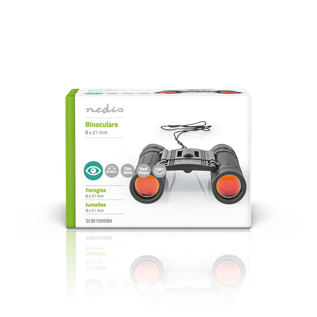 Binocular | Magnification: 8 x | Objective lens diameter: 21 mm | Field of view: 128 m | Suitcase included | Black