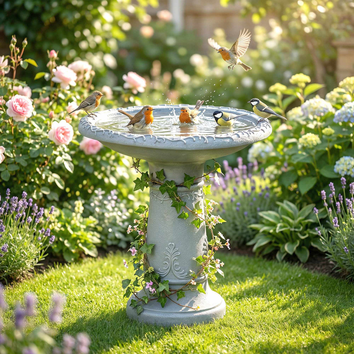 Bird Bath, Resin, Stone Look, 48 cm Diameter