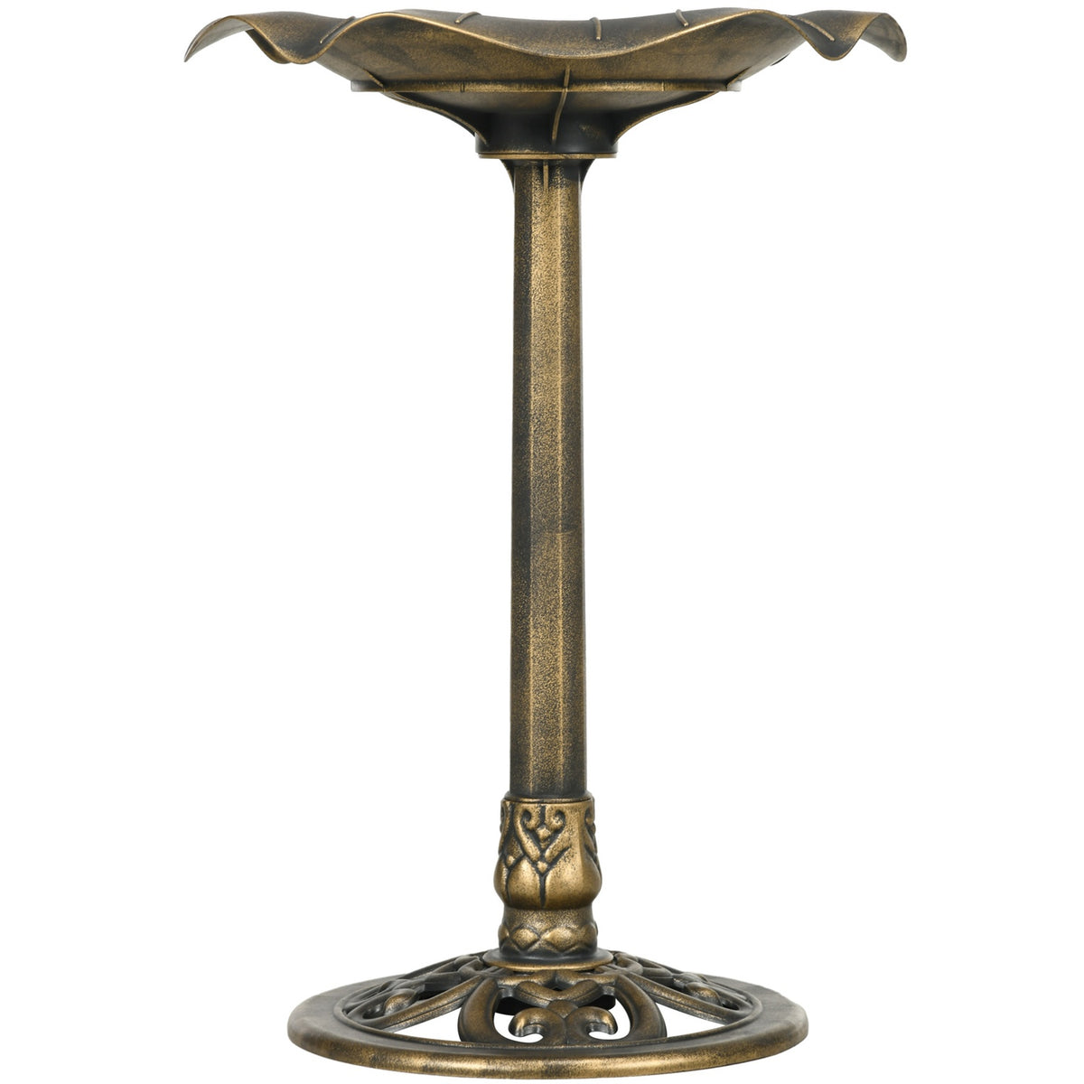 Bird Bath With Stand, 71Cm Height, Bird Bath, Bird Basin, Bird Feeder With Lotus Leaf Basin, Bronze
