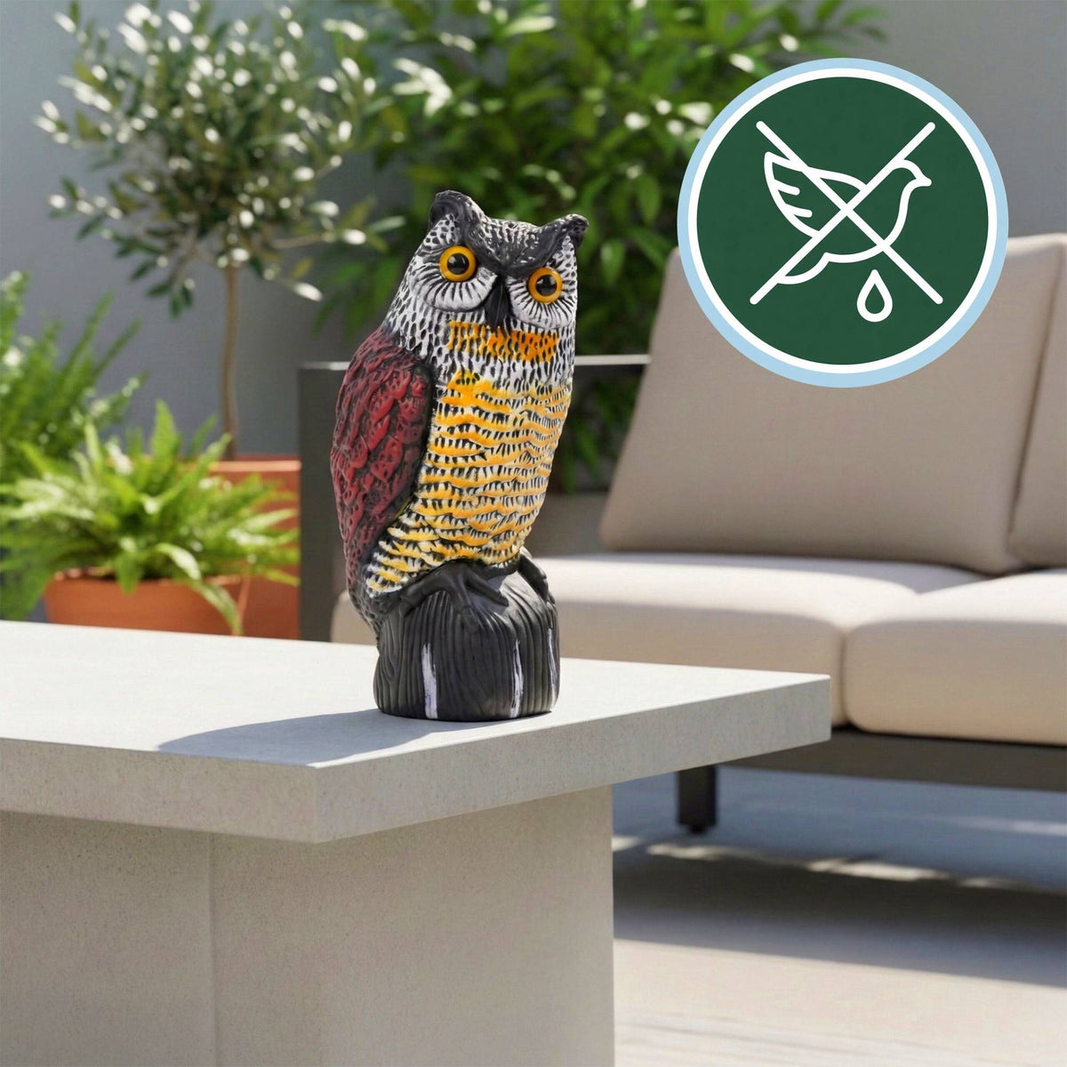 Bird Deterrent Owl Decoy, 40cm, Lifelike Design