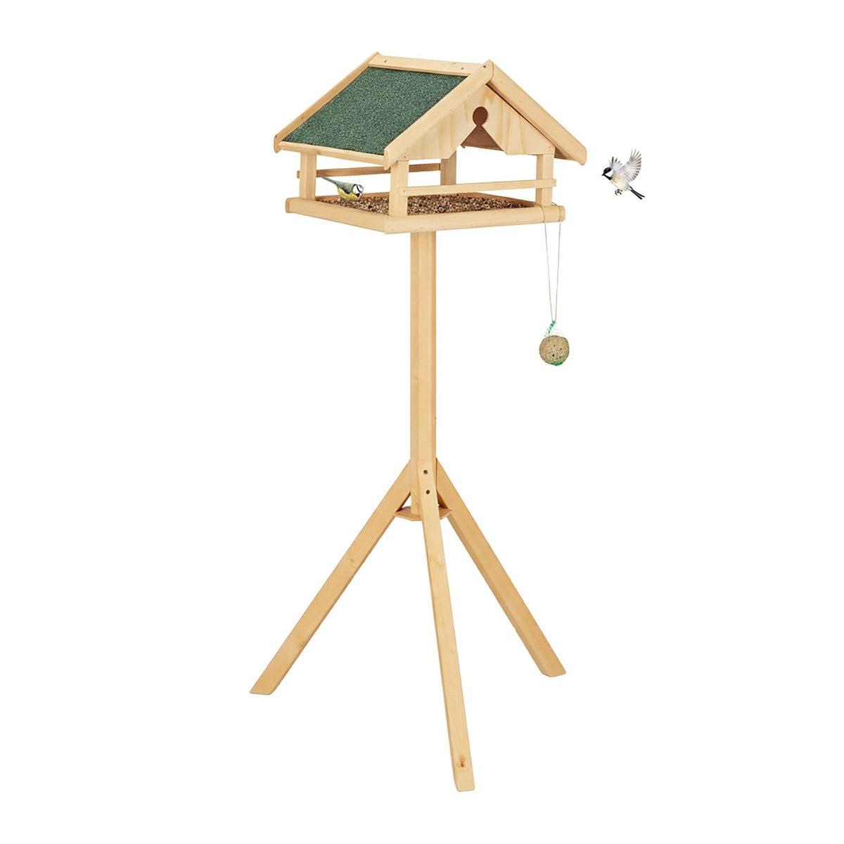 Bird Feeder with Pole – Spruce Wood, Weatherproof
