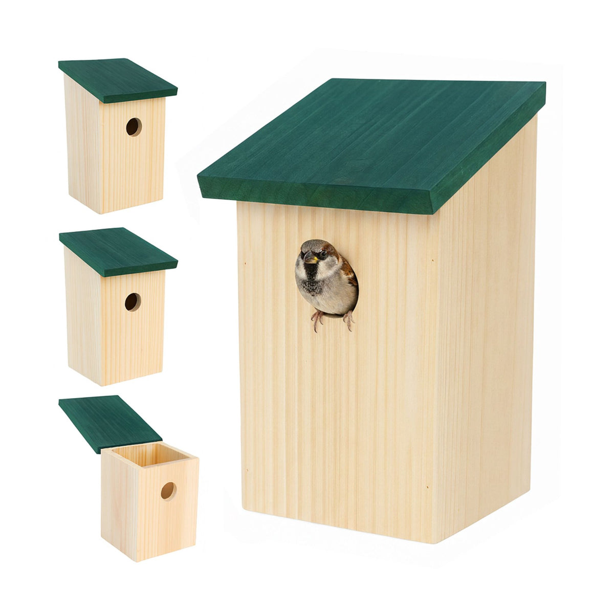 Bird Nesting Boxes Set of 4 – Fir Wood, Easy Clean