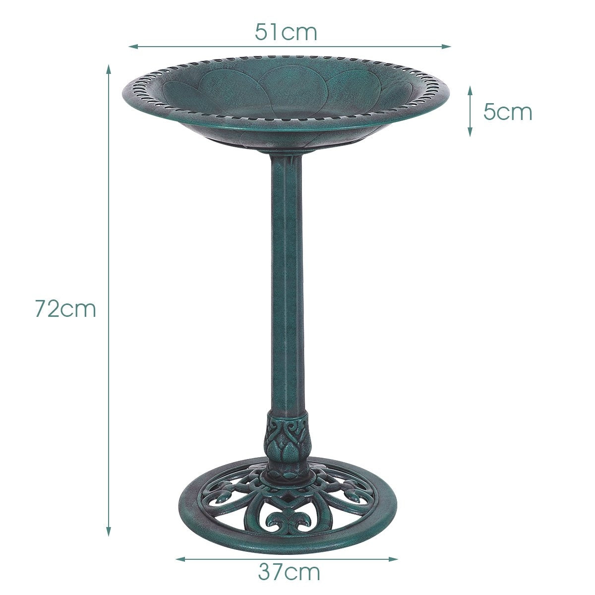 Bird bath Freestanding bird bath with stand Bird drinking station Ø50 x 72 cm Green