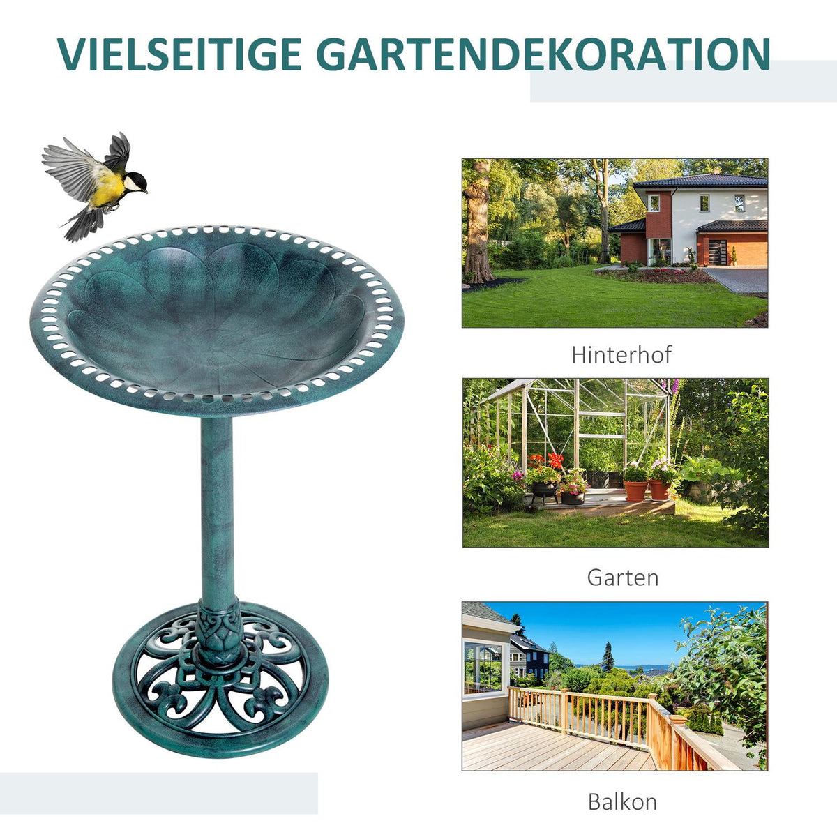Bird bath bird bath with stand 69.5 cm for wild birds, bird feeder & wild bird bath for garden and balcony
