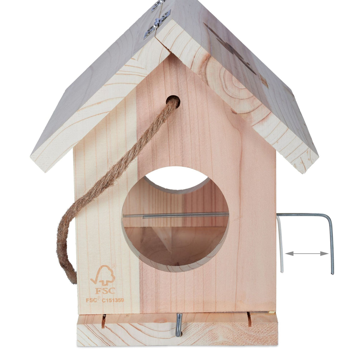 Bird feeder in natural wood