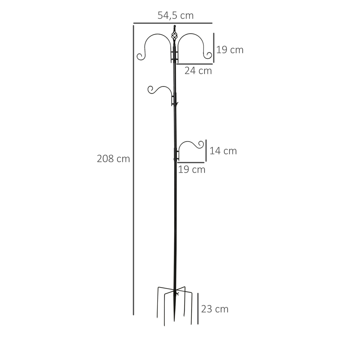 Bird feeding station decorative bird feeding station for wild birds with 4 hooks 54.5 x 54.5 x 208 cm black