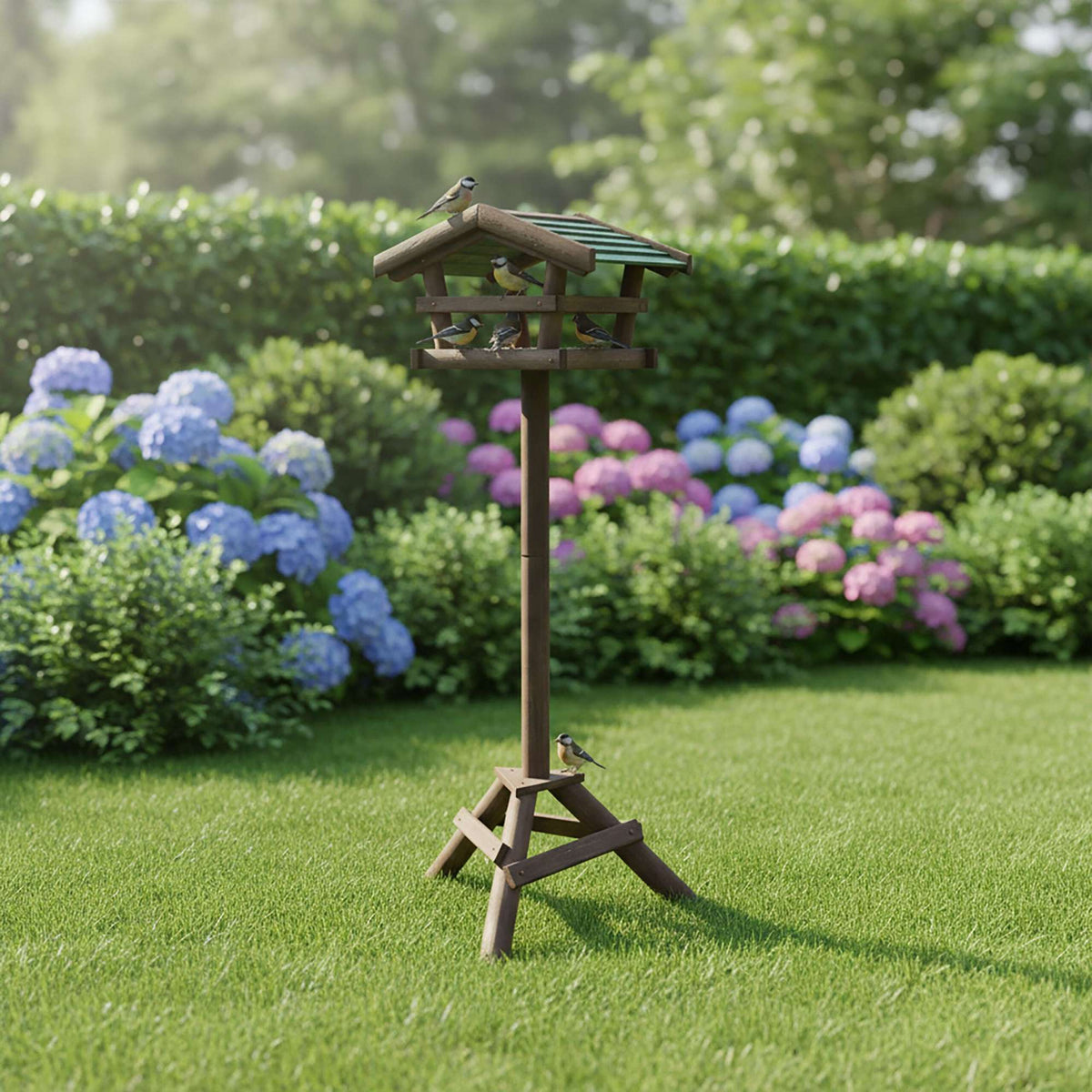 Birdhouse with Stand – Wooden, Weather-Proof Roof