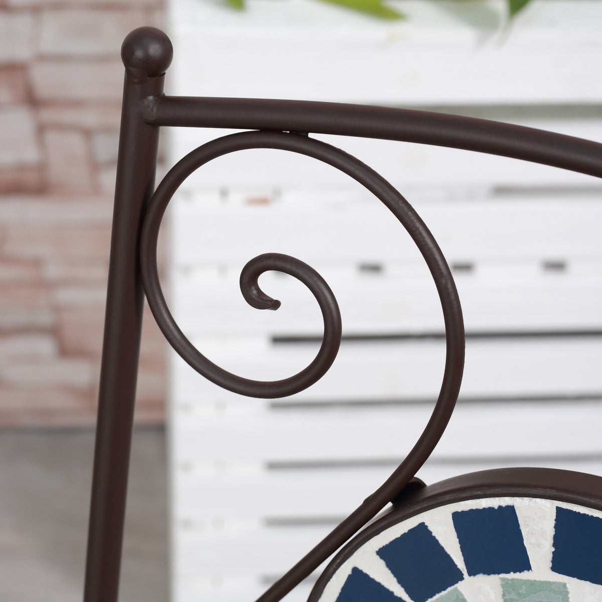 Bistro Set For 2 In Nostalgic Design, Mosaic Stones, Weather Resistant, Multi-Colour
