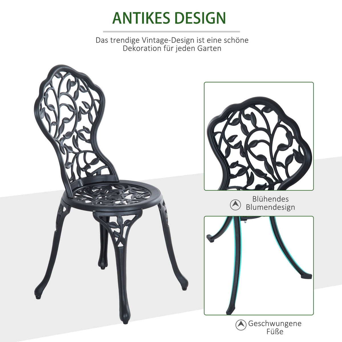 Bistro Set For 2 People Balcony Furniture Set Bistro Table With 2 Chairs Black