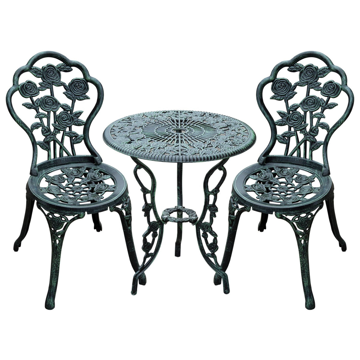 Bistro Set Garden Set Garden Furniture 3-Piece. Balcony Furniture Set Cast Aluminum Antique Green