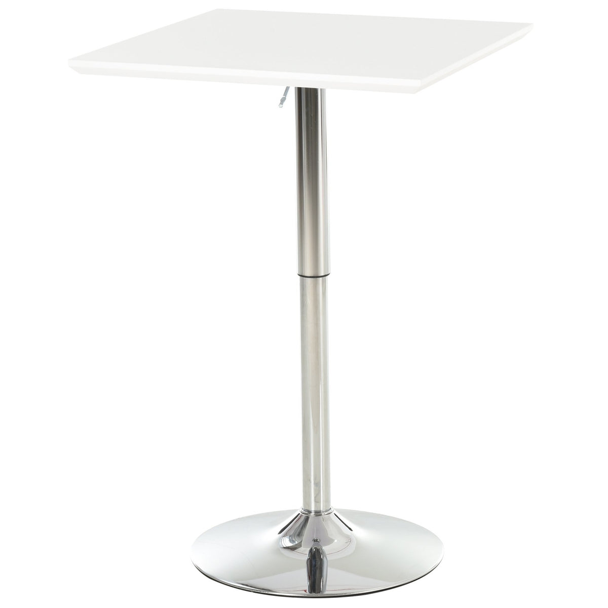 Bistro Table Pub Bar Table Height-Adjustable, Square, Steel, White, 60X60X71-92Cm