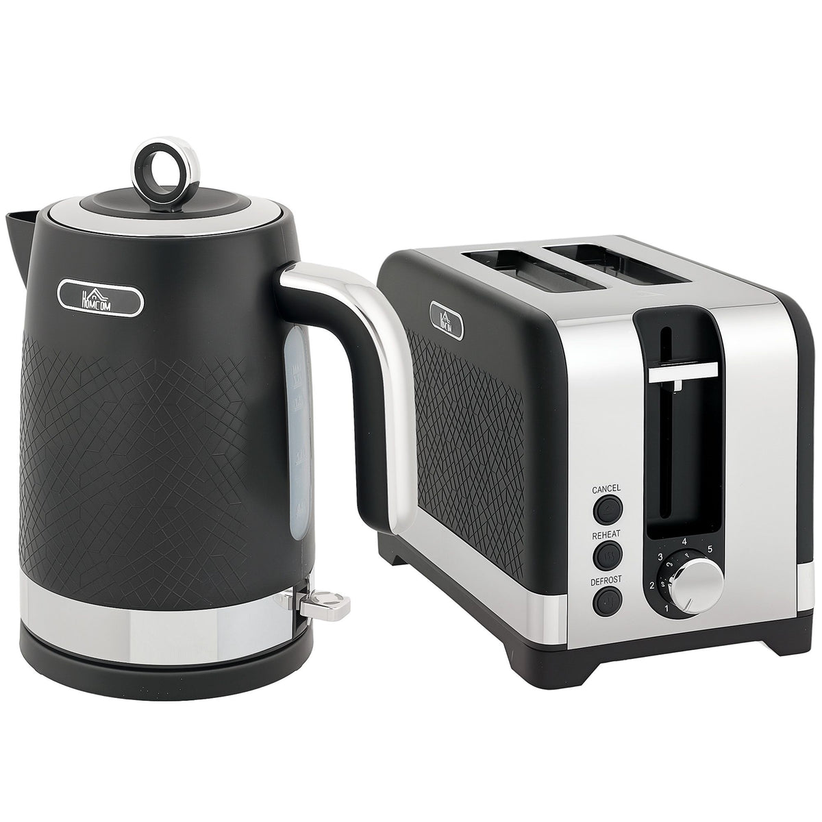 Black 1.7L Kettle & 2-Slice Toaster Set, 2200W