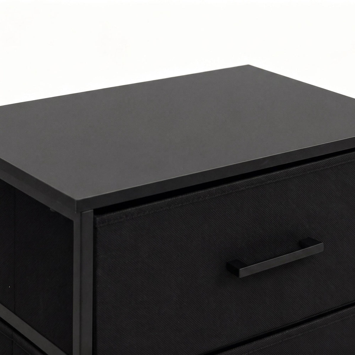 Black 5-Drawer Fabric Chest – Metal Frame, MDF Top