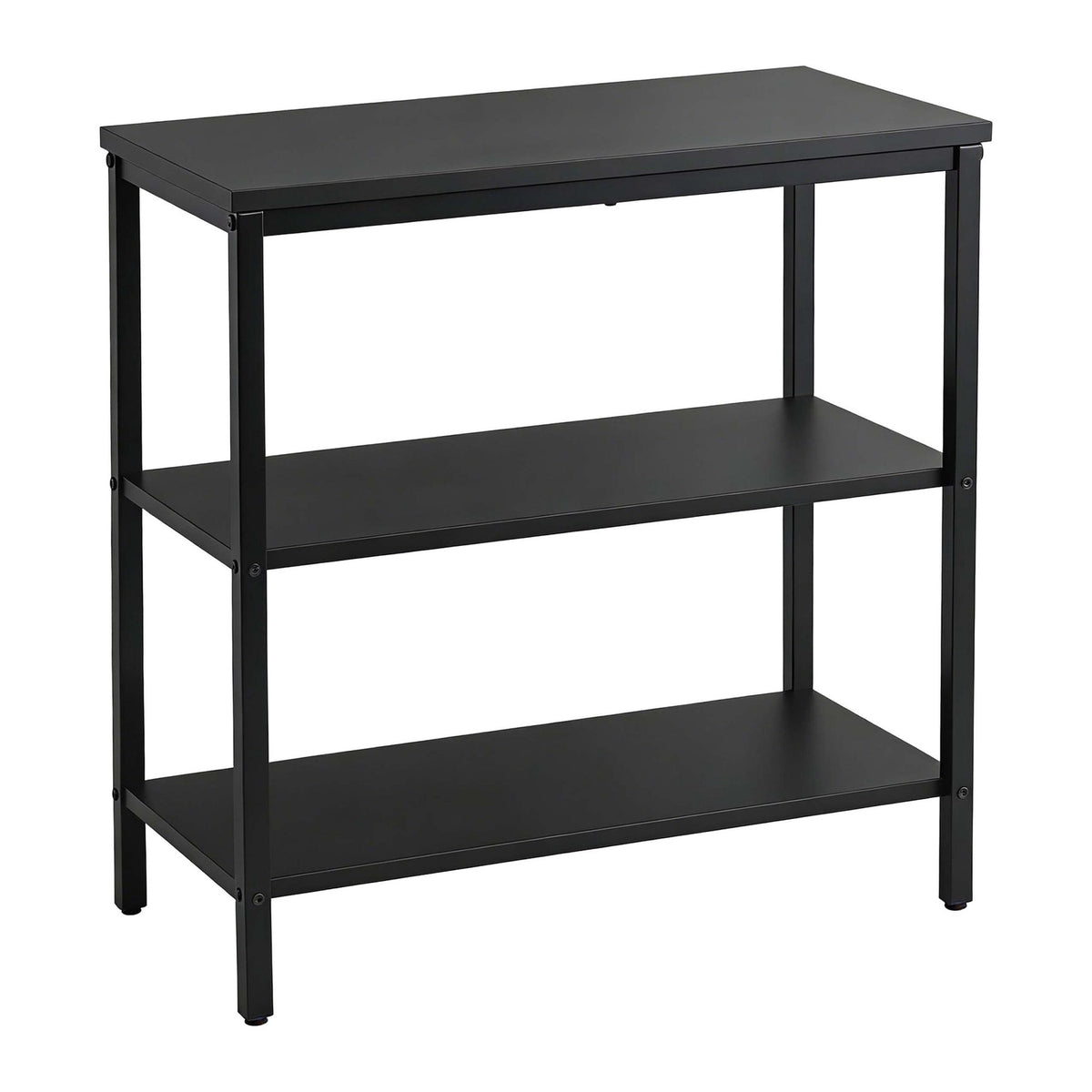 Black Bedside Table with 3 Shelves, Engineered Wood