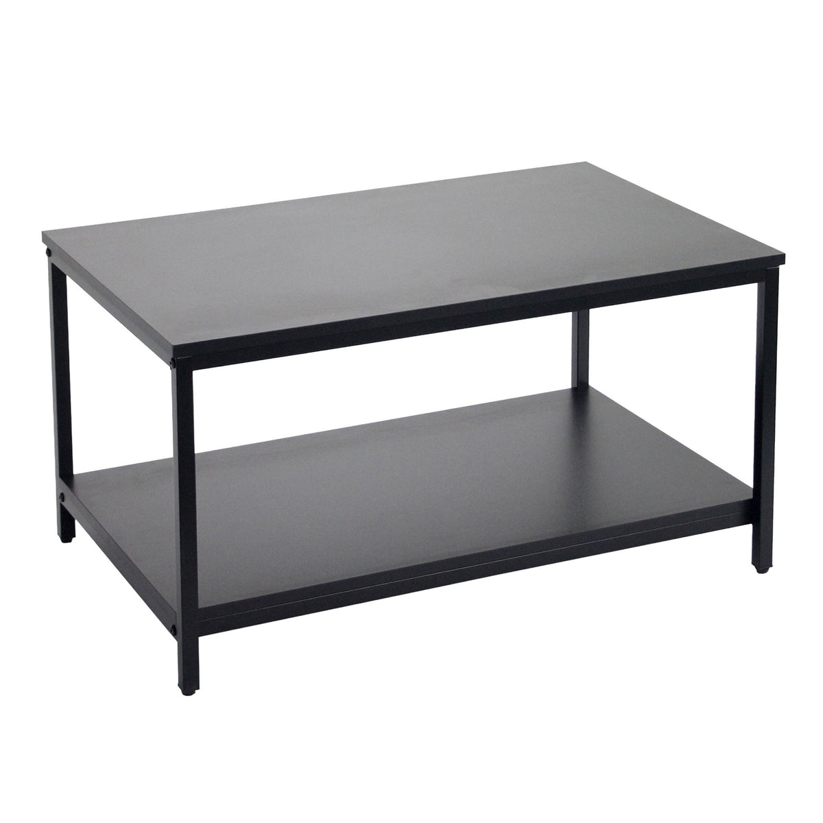 Black Coffee Table with Storage, Wood & Metal