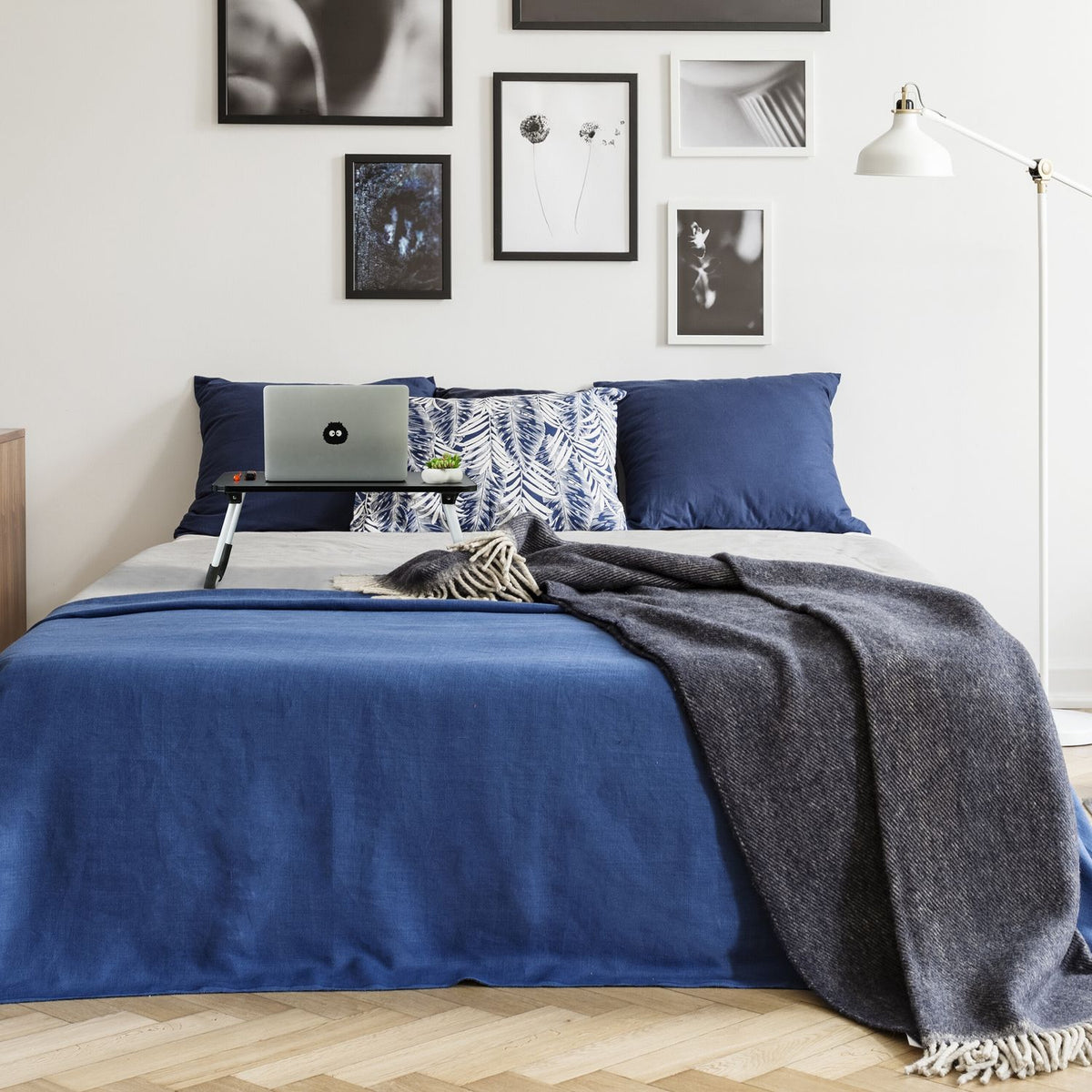 Black Folding Lap Desk – Laptop Bed Tray with Iron Frame