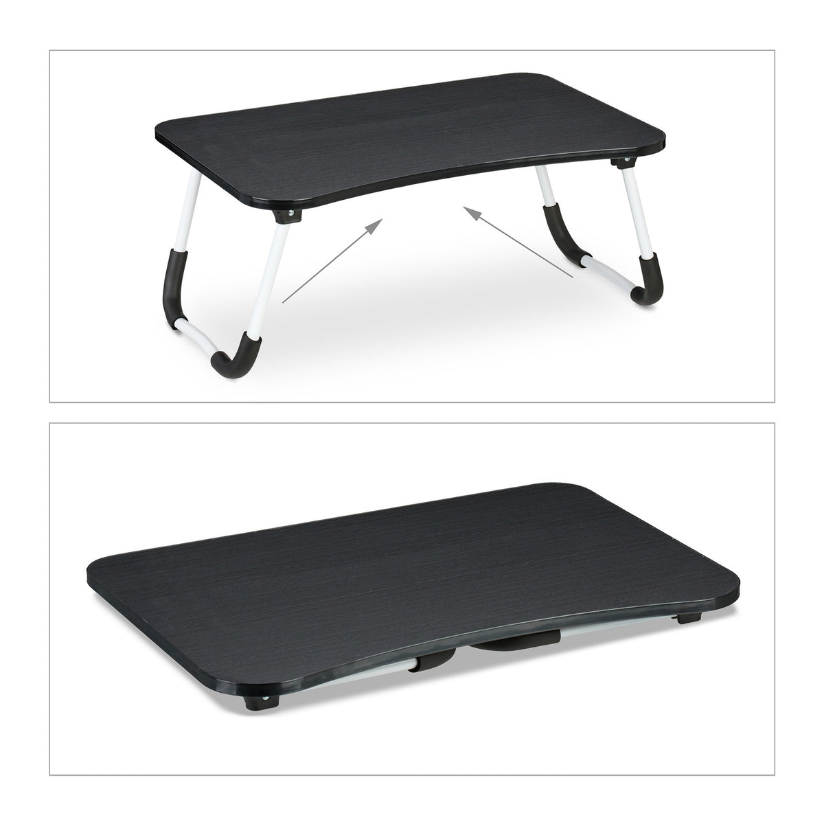 Black Folding Lap Desk – Laptop Bed Tray with Iron Frame