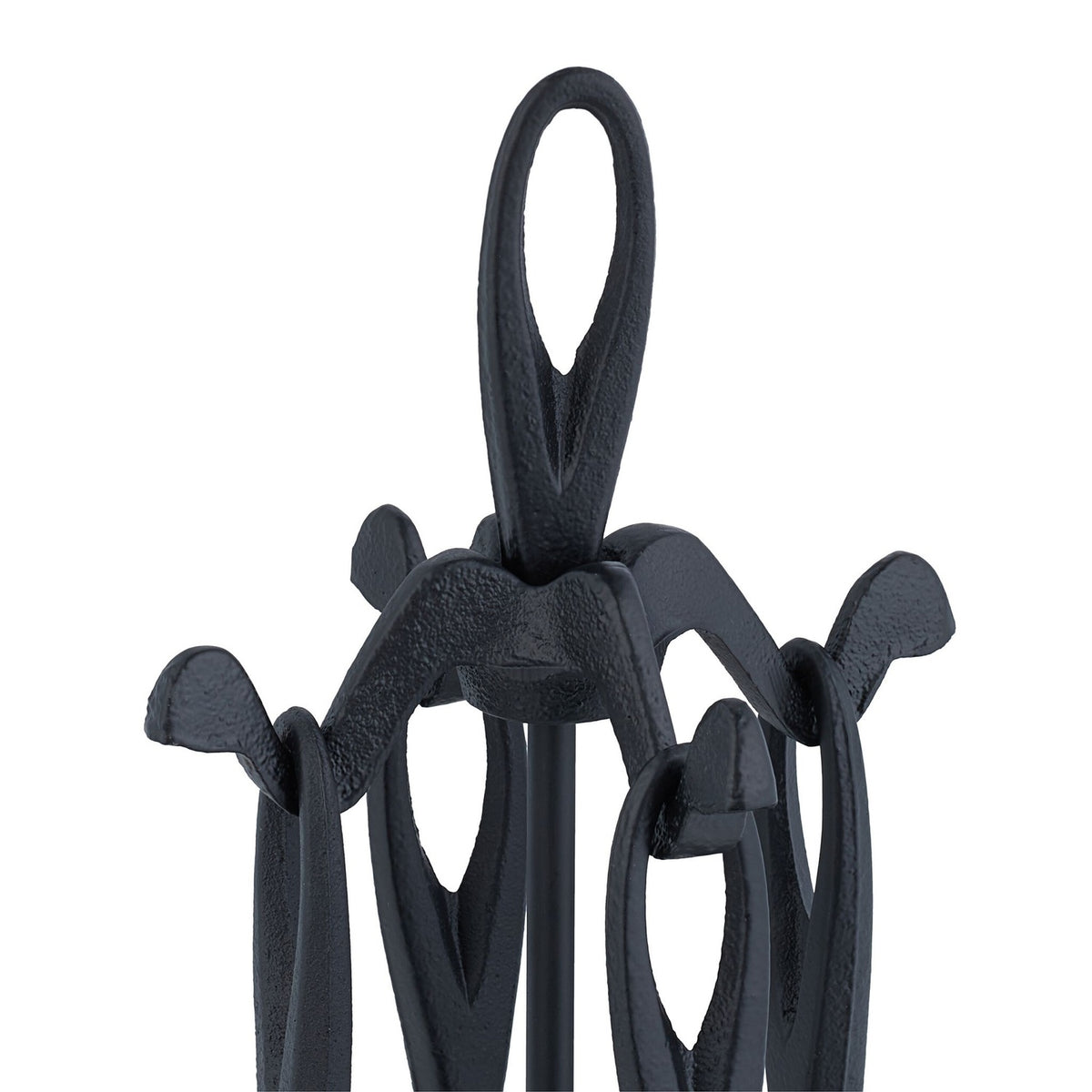 Black Iron Fireplace Tool Set – 5-Piece Accessory Holder