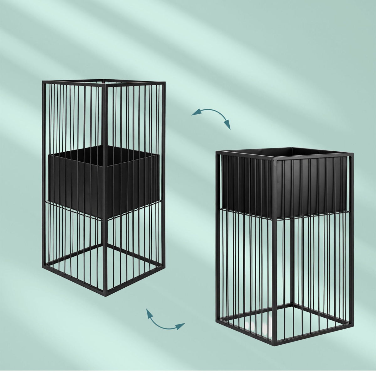 Black Iron Plant Stand, 61 cm – Modern Lattice Design
