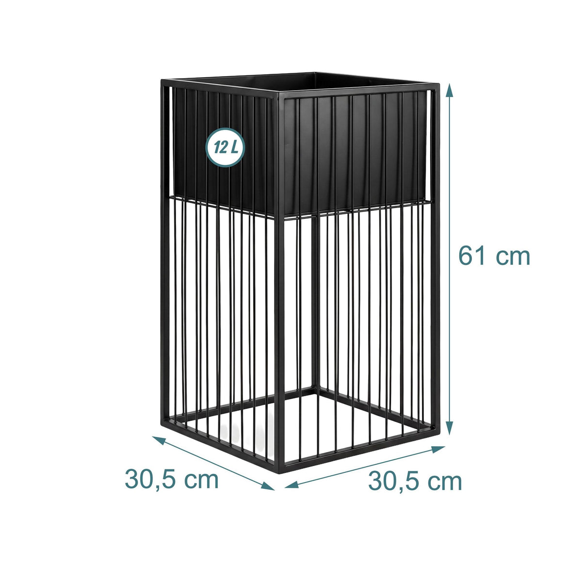 Black Iron Plant Stand, 61 cm – Modern Lattice Design