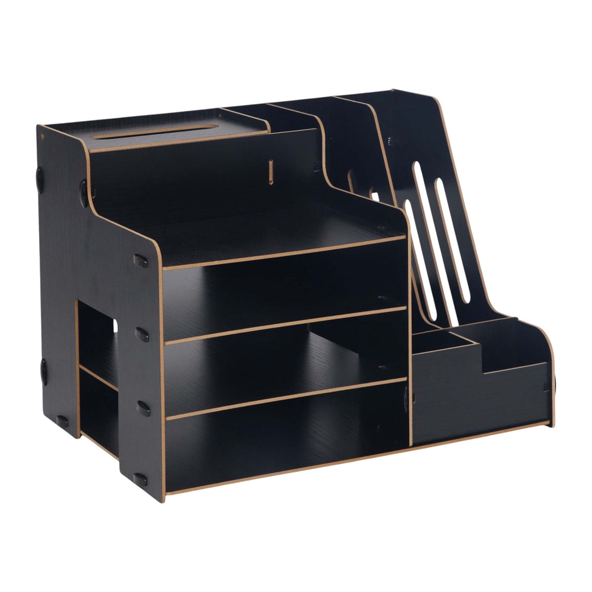 Black MDF Document Organiser with File Holder