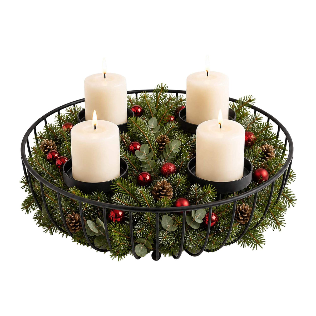 Black Metal Advent Wreath Bowl – 10x33 cm Steel