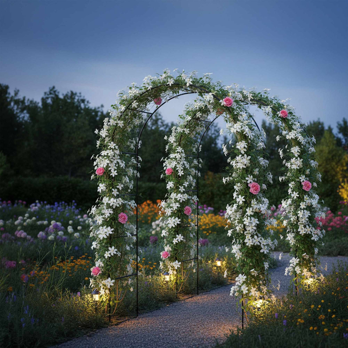 Black Metal Garden Rose Arch Set – 2 Pack