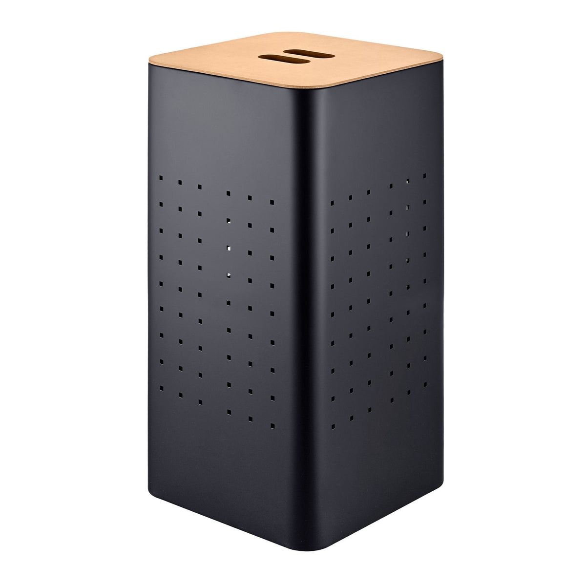 Black Metal Laundry Hamper with Lid, 55L Capacity