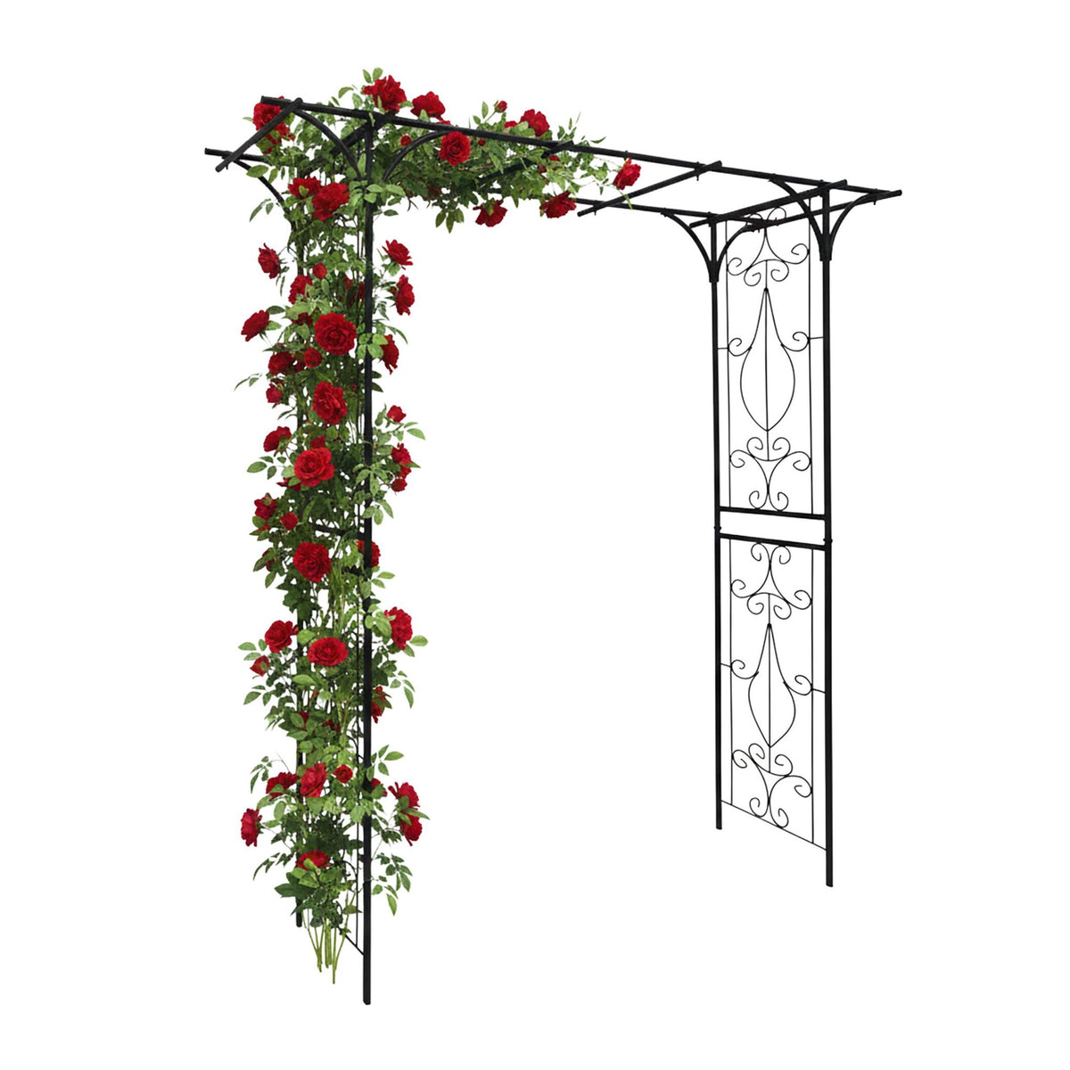 Black Metal Rose Arch for Garden Pathways