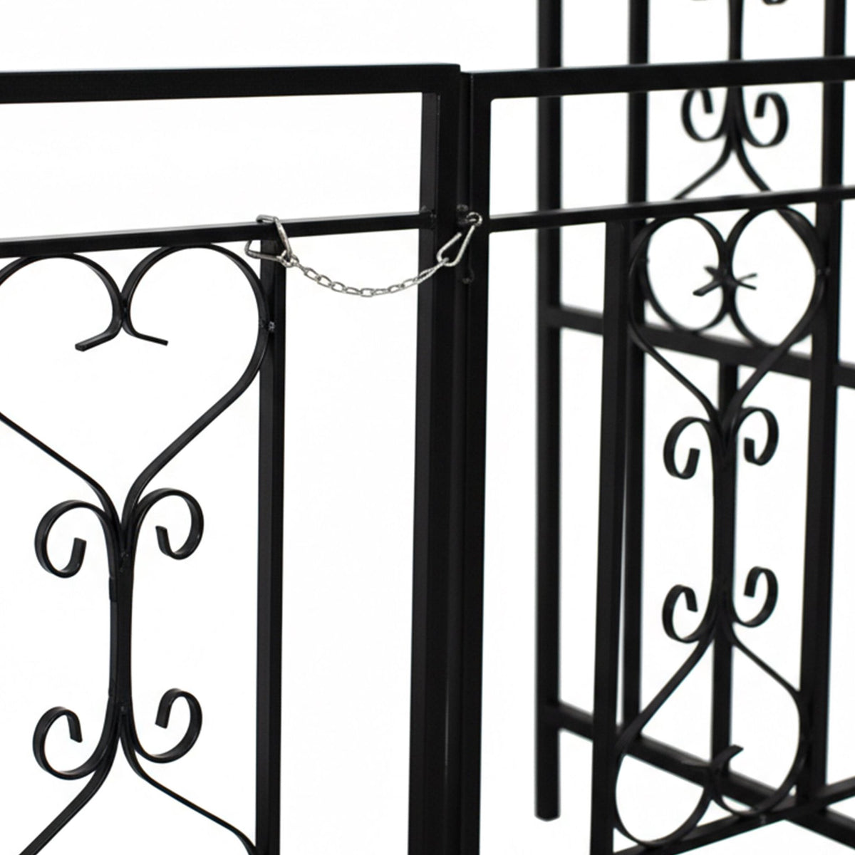 Black Metal Rose Arch with Gate – Garden Plant Support
