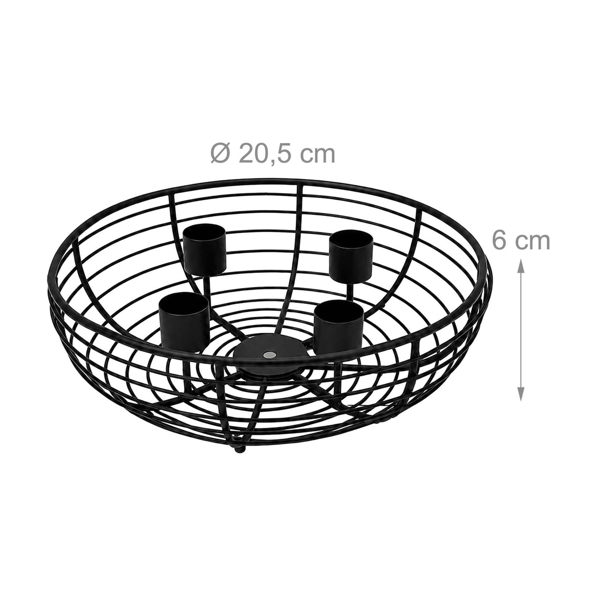 Black Metal Wire Advent Wreath Holder, 20.5 cm