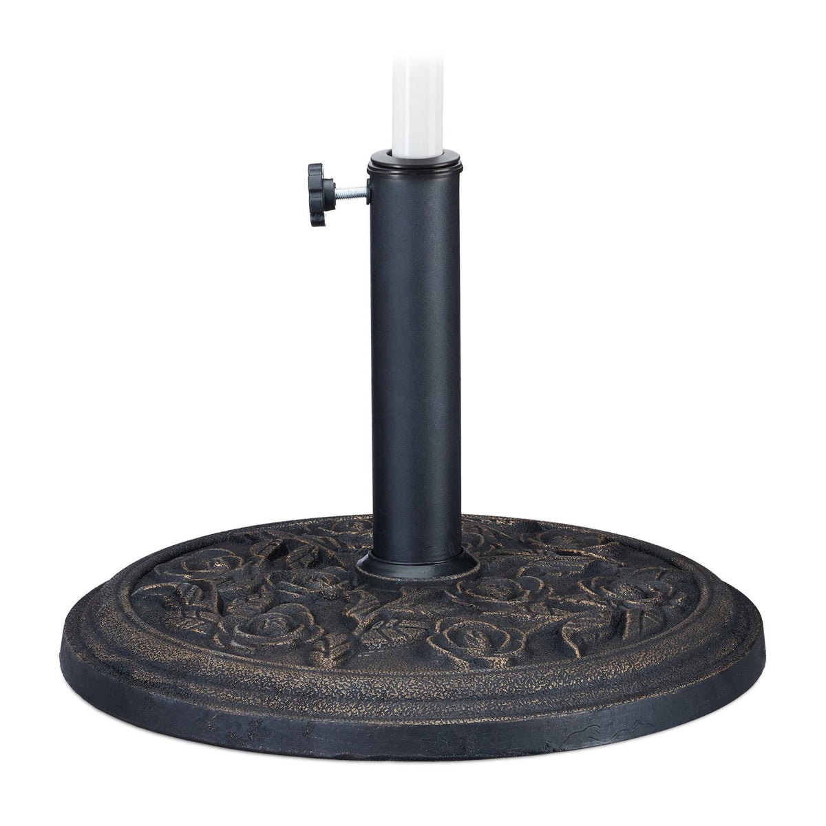 Black Parasol Stand with Rose Pattern