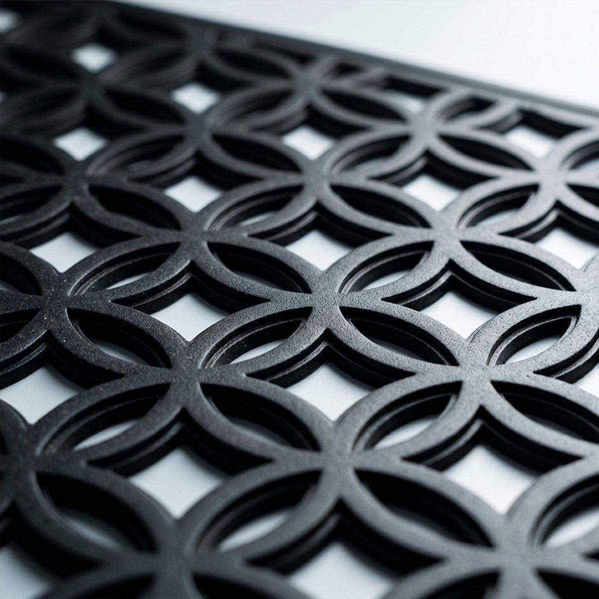 Black Rubber Doormat, Geometric Pattern, 60x40 cm