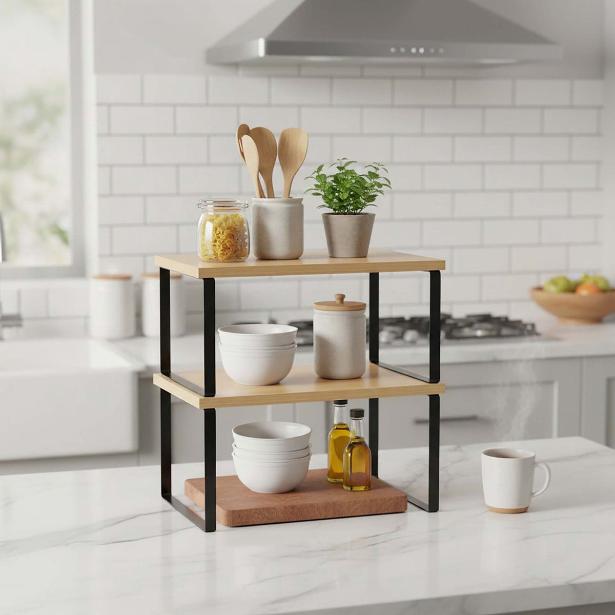 Black Spice Rack Set of 2 – Adjustable MDF and Iron