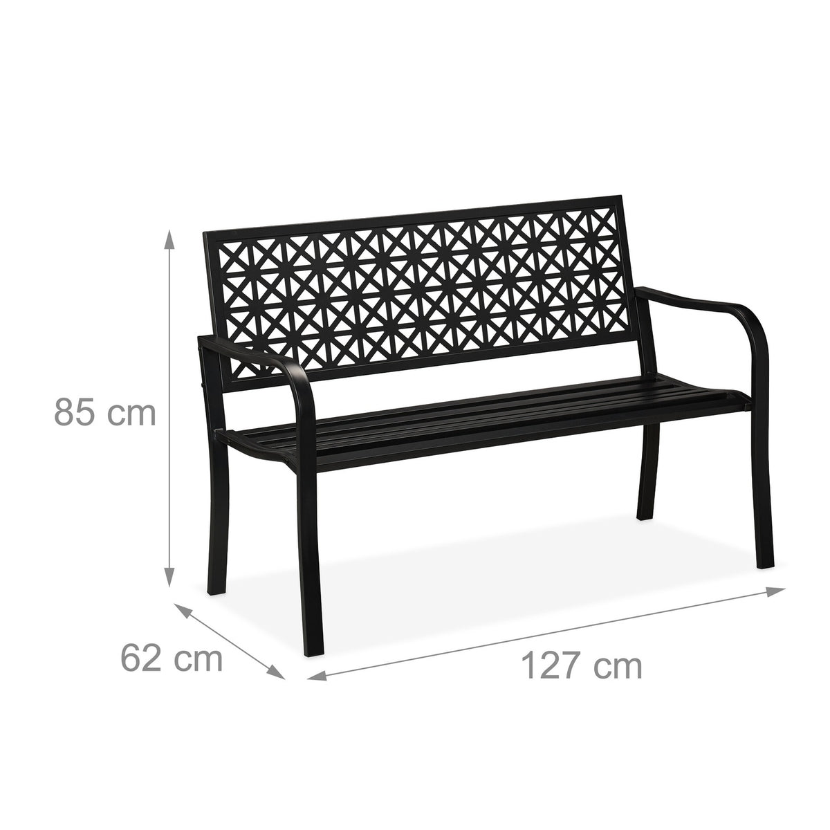 Black Steel Garden Bench – Geometric Design