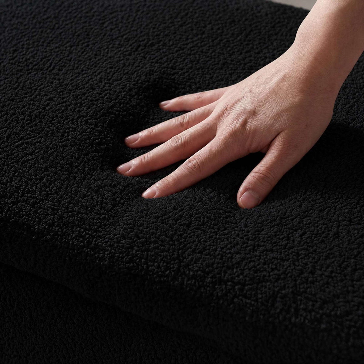 Black Teddy Fabric Storage Bench – 38 x 76 x 38 cm