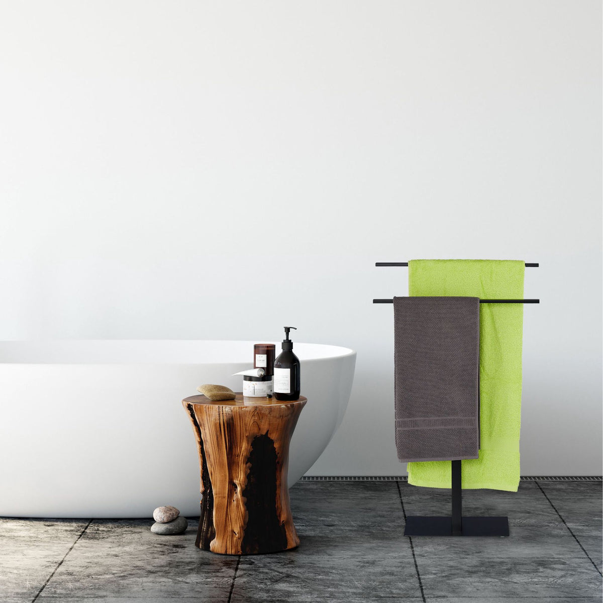 Black Towel Rack with 2 Bars