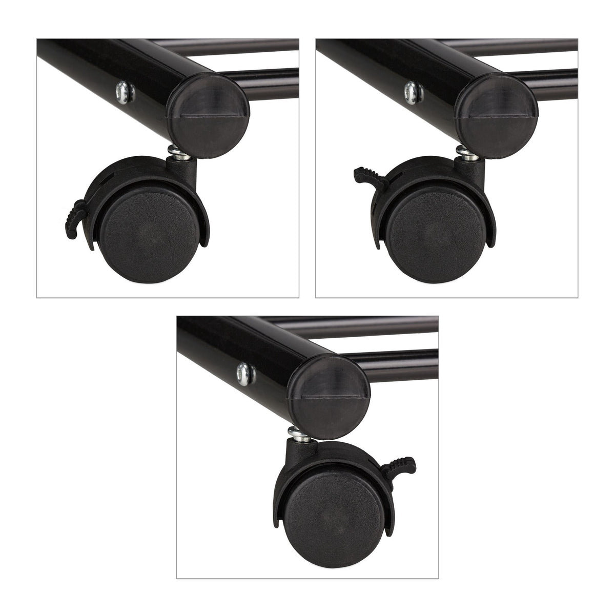 Black coat hanger with wheels