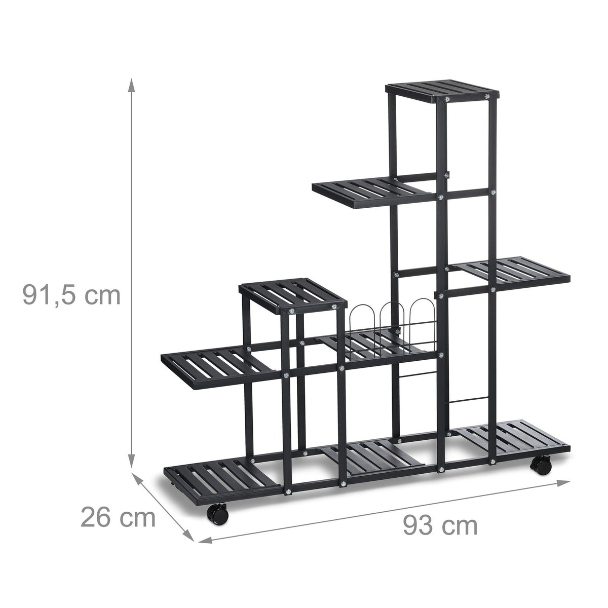 Black flower stand with wheels